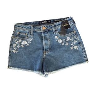 Hollister High Waist Blue and White Floral Shorts